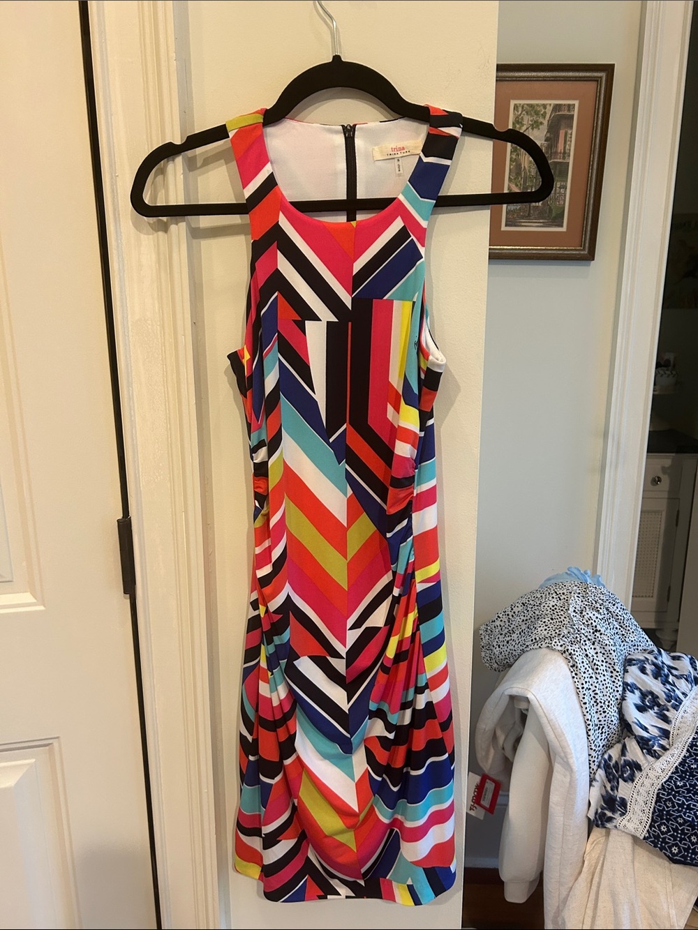 Trina Turk Multicolor Chevron Sleeveless Dress